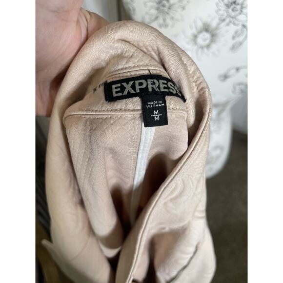 Express Womens Moto Jacket Floral Peach Pink Faux Leather Size Medium - Picture 5 of 5